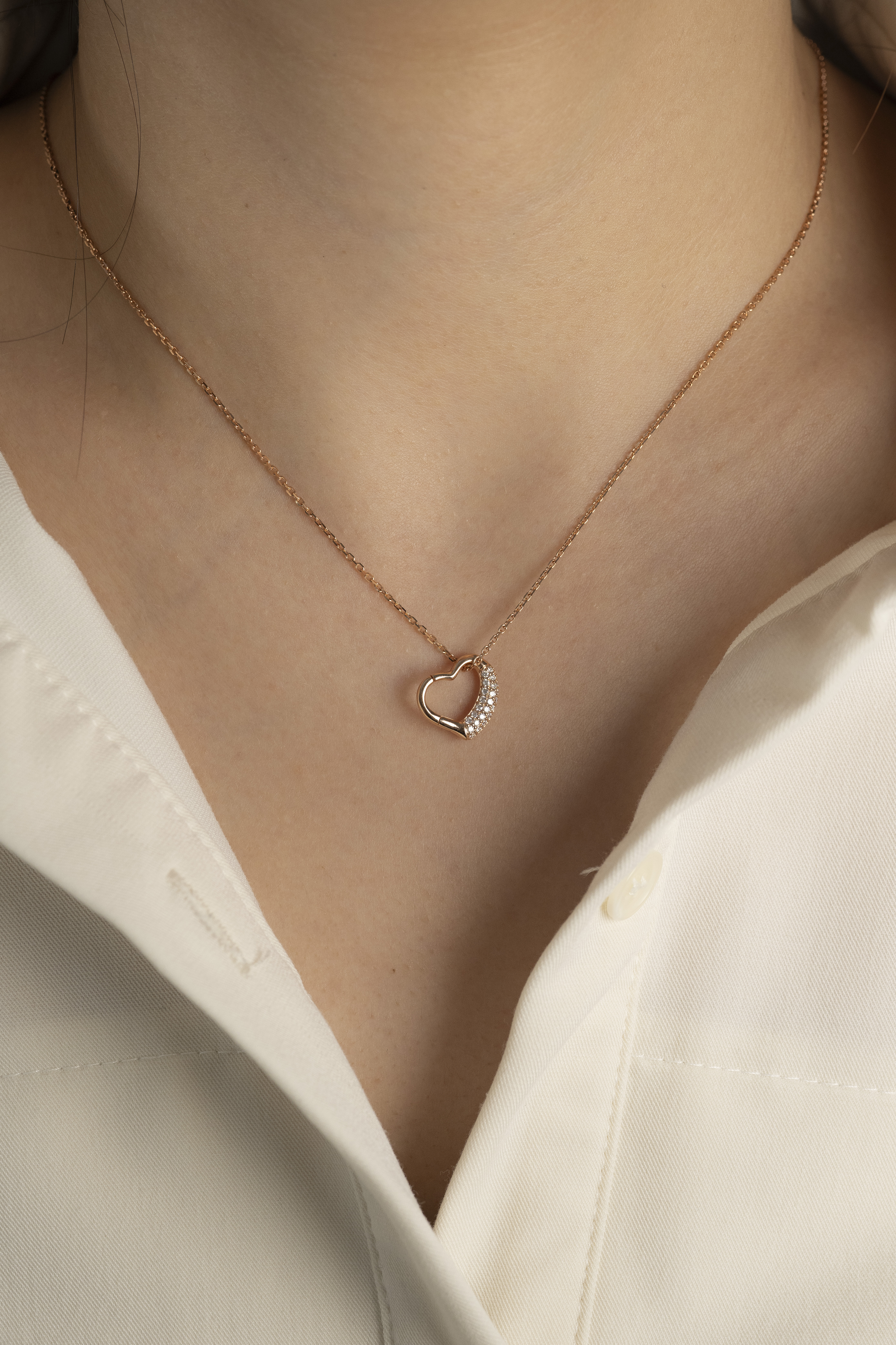 18K Heart Diamond Lock Pendant
