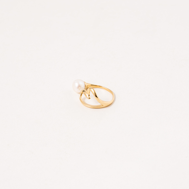 miramira珠光｜單環線條鏤空愛心單顆珠戒指A2208-金43961