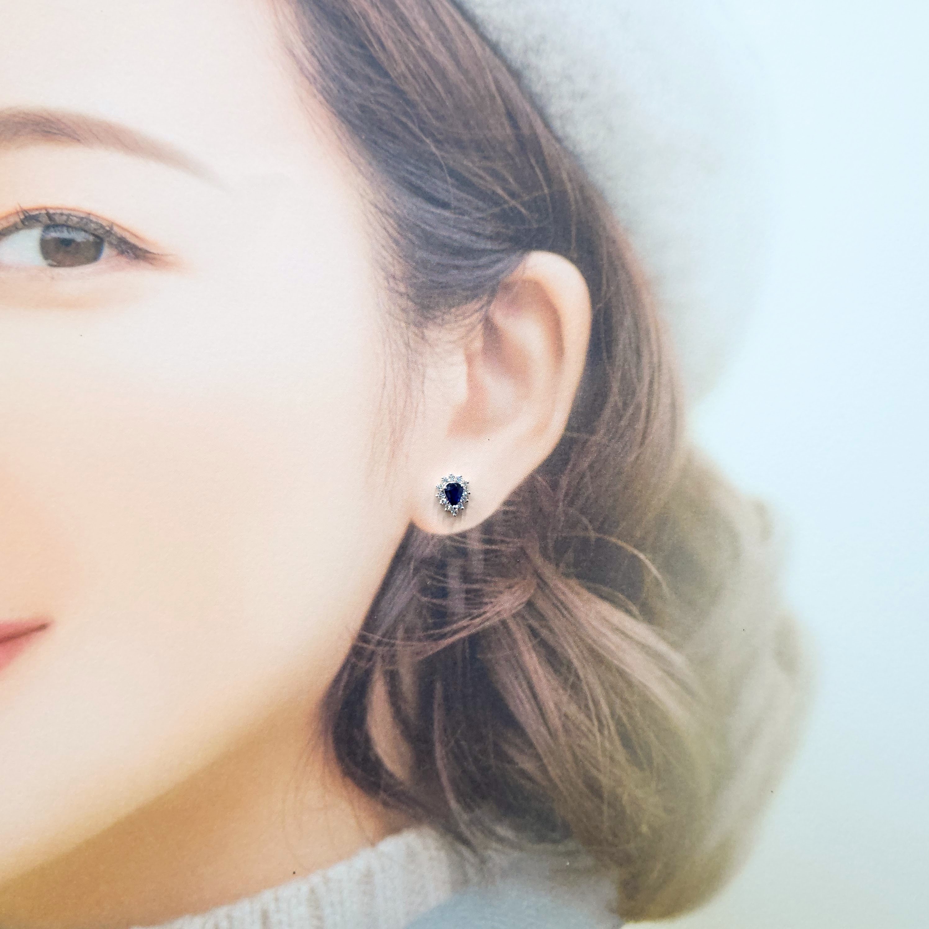 18K White Gold 0.75 Sapphire and Diamond Earrings