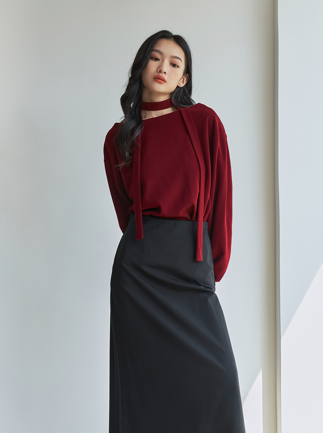 【期間限定】簡約繞脖針織T