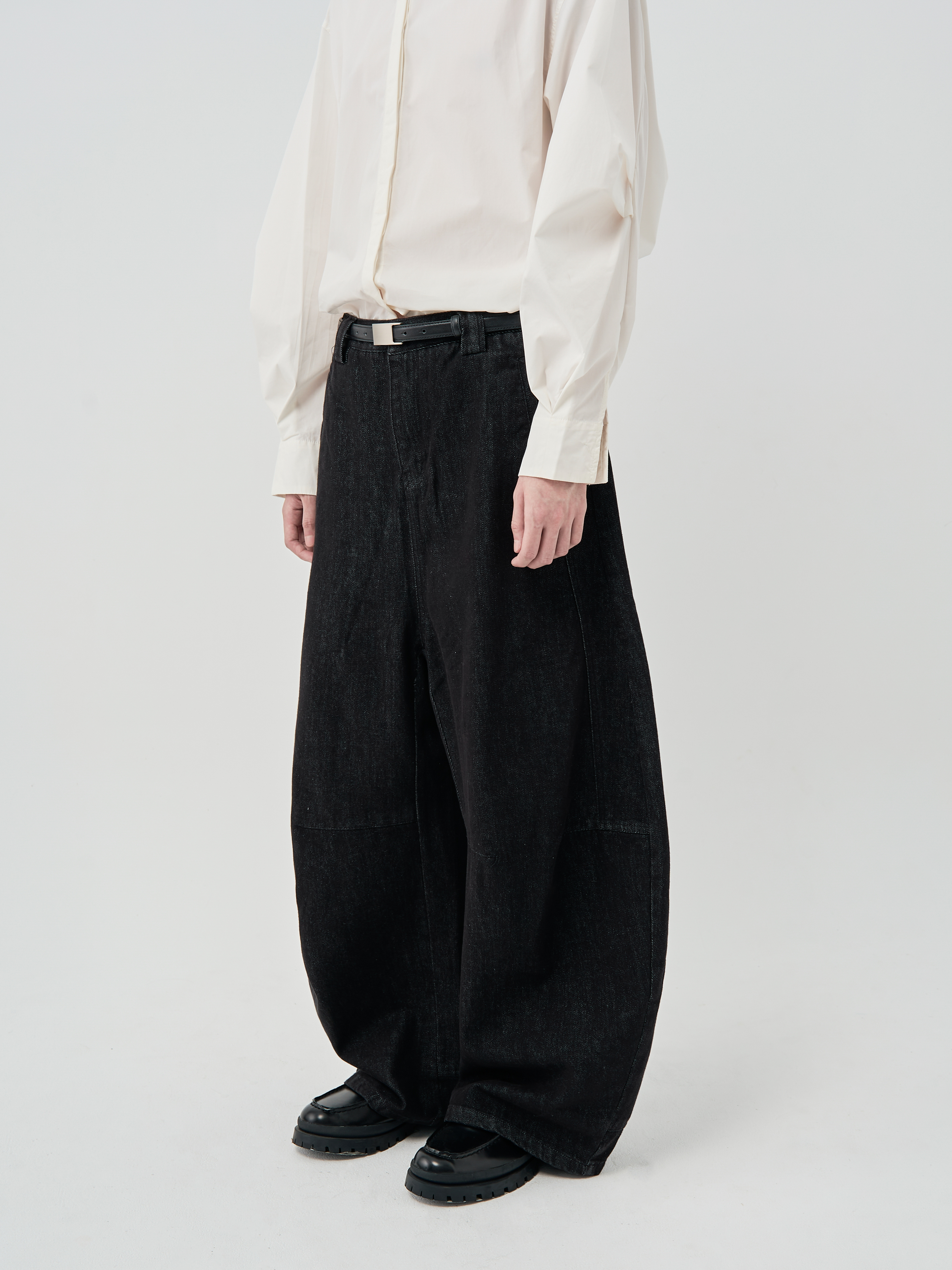 切線黑色原單寧牛仔長褲