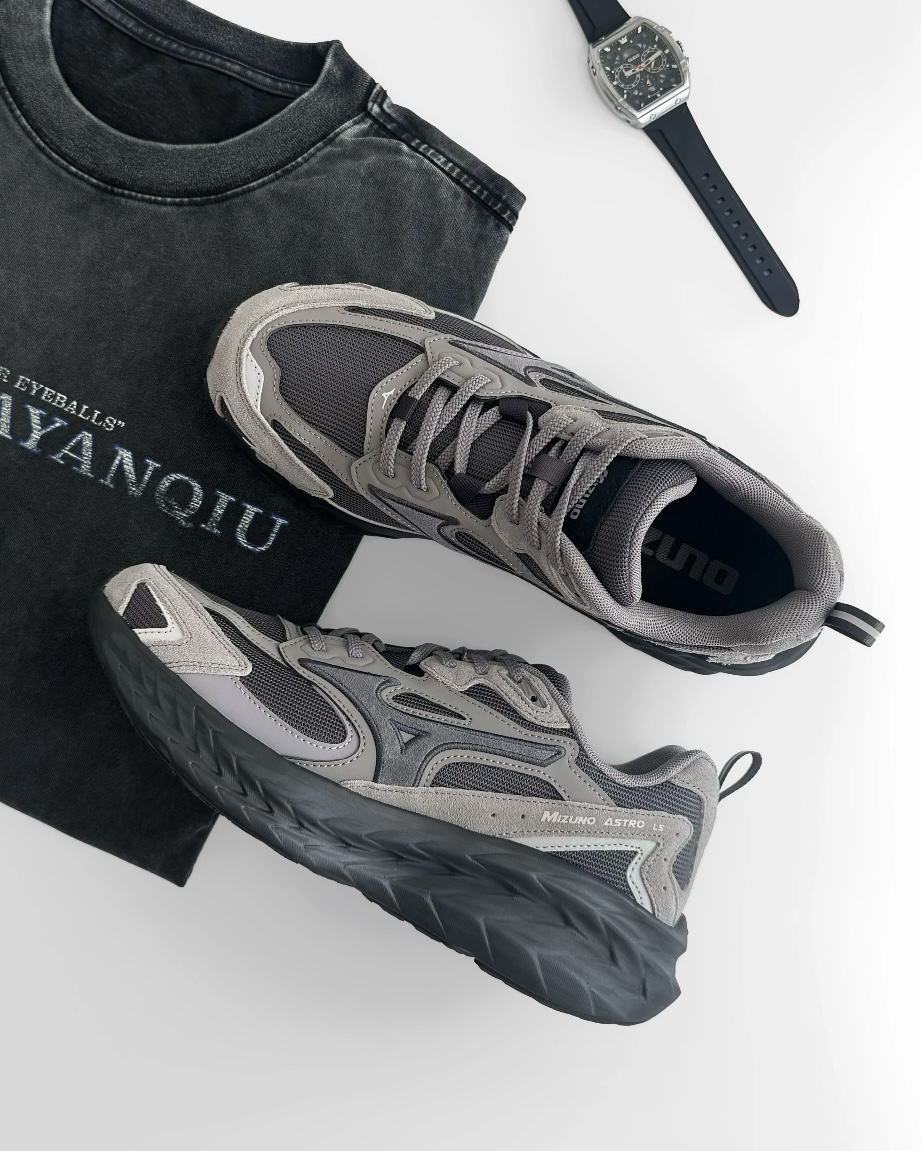 Mizuno Astro LS "Gray Black" 鐵灰 深灰 復古 厚底 回彈 緩震 美津濃 運動鞋