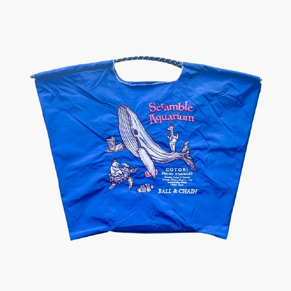 Ball＆Chain 刺繡環保購物袋 L號 - 藍 (32110306)