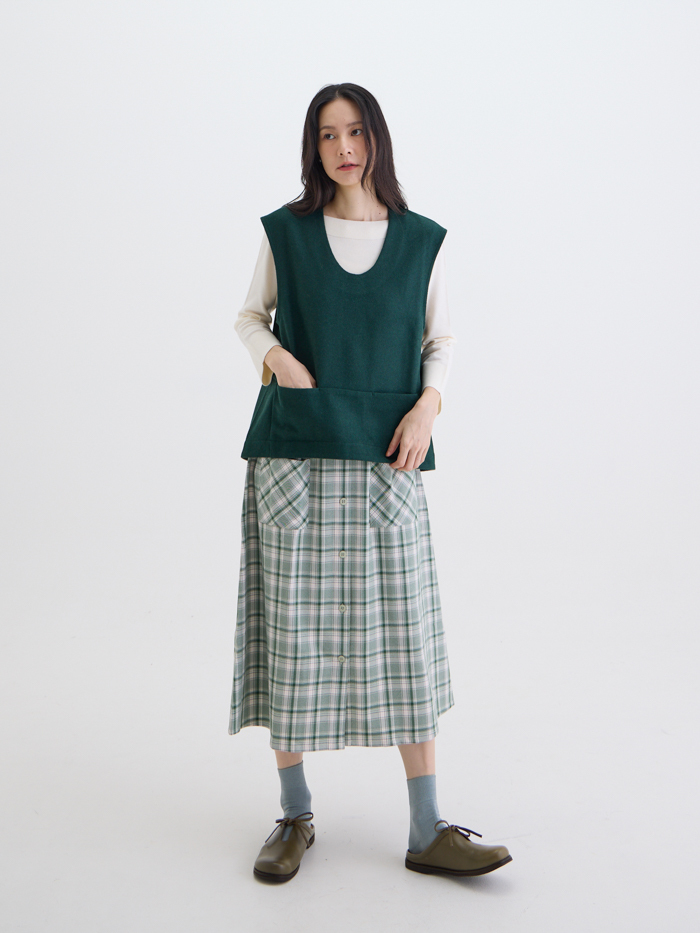 奈特隱形口袋U領罩衫-夜綠