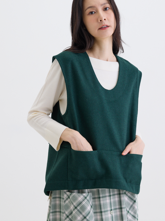 奈特隱形口袋U領罩衫-夜綠