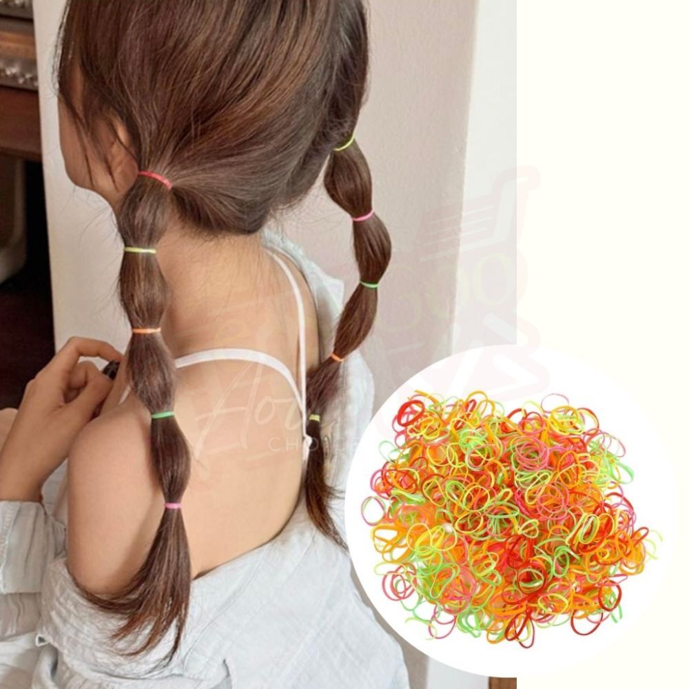 瑩光彩色髮圈｜兒童髮圈 不咬髮 繽紛橡皮圈 橡皮筋 綁頭髮 韓國 兒童一次性橡皮筋 髮型 彩色橡皮筋【輕鬆購五金百貨】