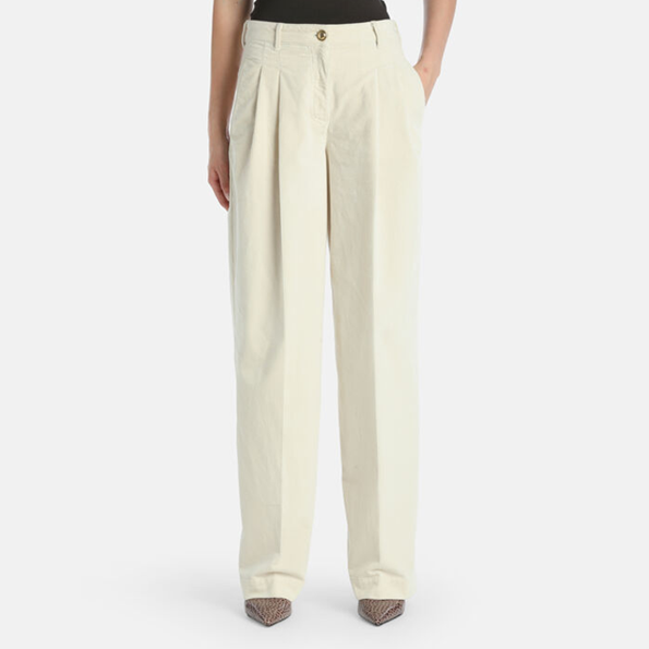 1LS1015-077 LUISA SPAGNOLI Ortolano Relaxed-Fit Corduroy Trousers Cream #542373.0202 (C-EU-E)