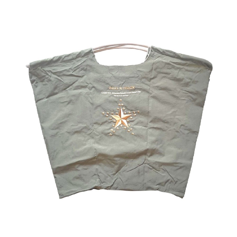 Ball＆Chain 刺繡環保購物袋 L號 - 灰 (30116182)