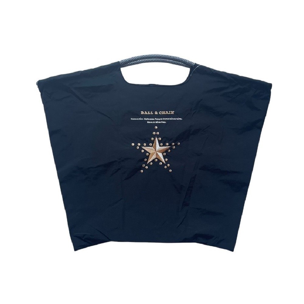 Ball＆Chain 刺繡環保購物袋 L號 - 黑 (30116101)