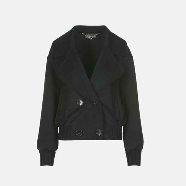 1LS1015-078 LUISA SPAGNOLI Sambas Cropped Double-Breasted Jacket Black #542271.0101 (C-K11-E)