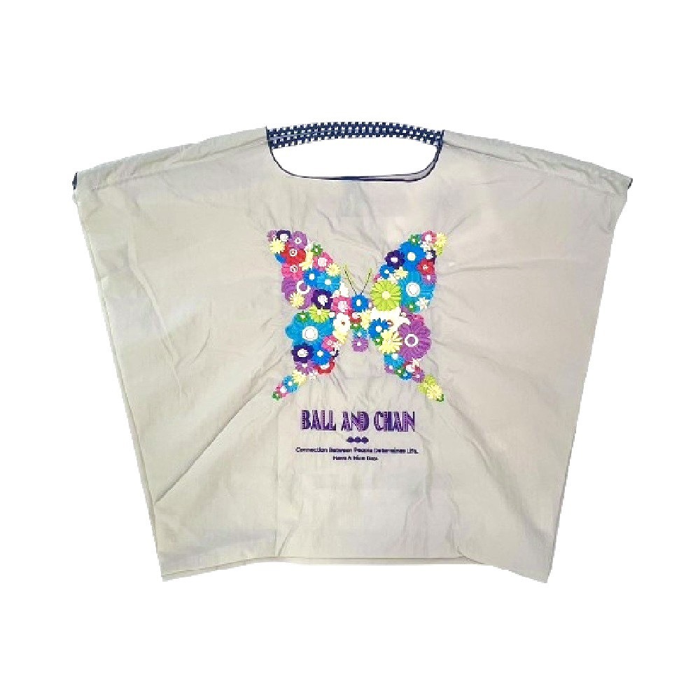 Ball＆Chain 刺繡環保購物袋 L號 - 淺灰 (30111527)