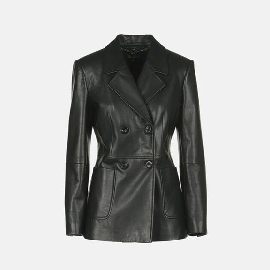 1LS1015-081 LUISA SPAGNOLI Supernova Leather Jacket Black #542242.0101 (EU)