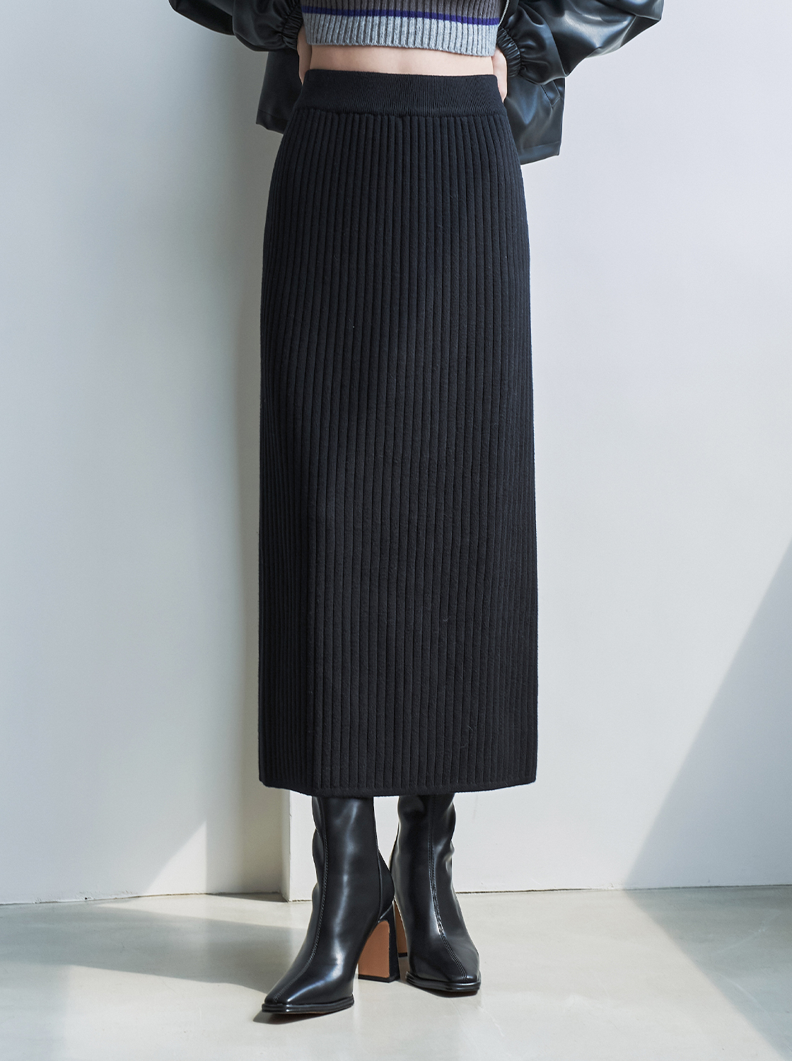 【期間限定】柔軟坑條長裙