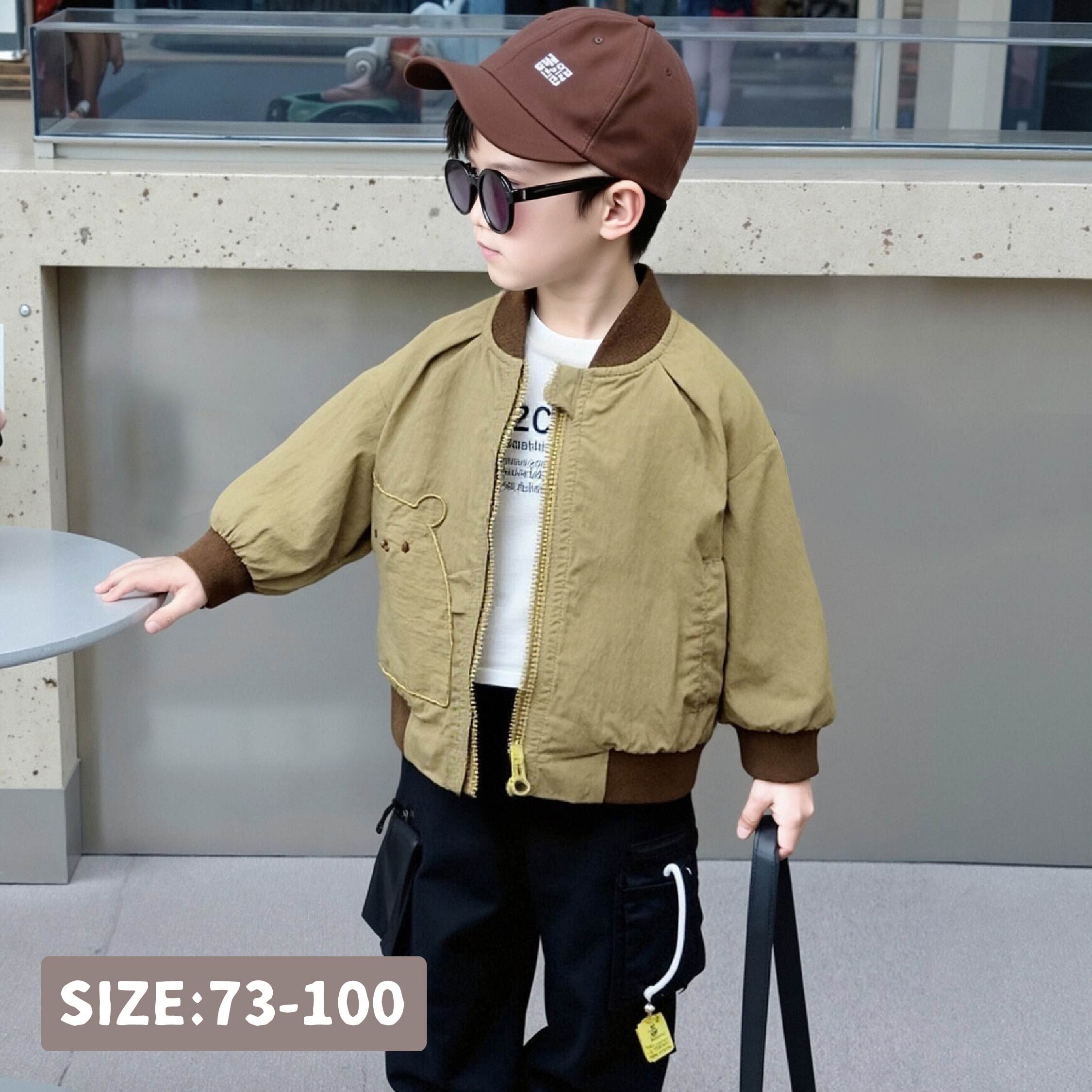 【H55348】可愛胖胖熊造型口袋外套