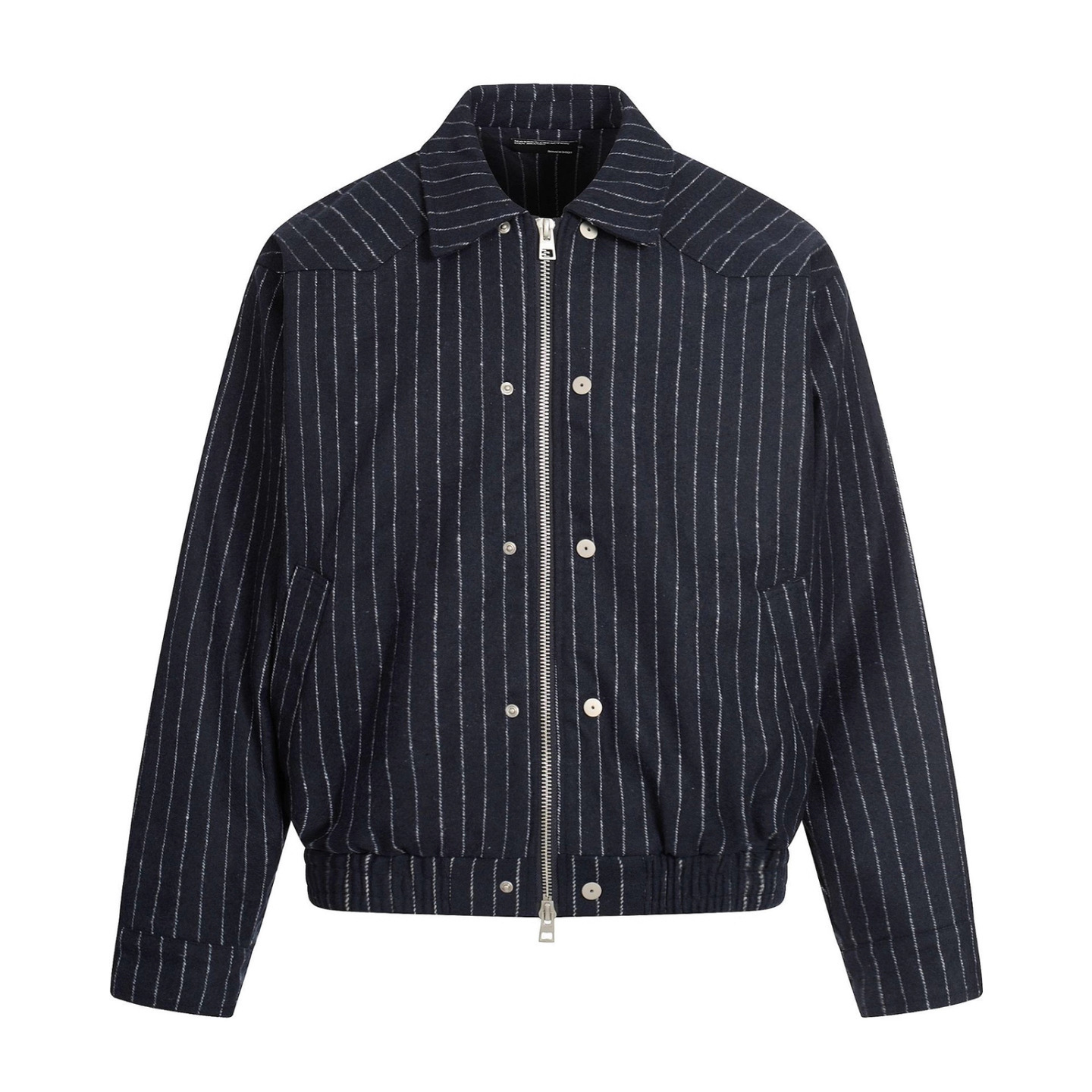 美式 直條紋 拼接肩線剪裁 短寬 夾克 外套 LJ029