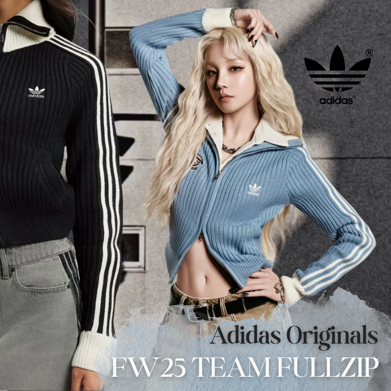【Pre-Order】Adidas Originals TEAM FULLZIP Knit Track Jacket “Baby Blue / Cream Black”｜Yuqi Outfit｜KF0719 / KF0718