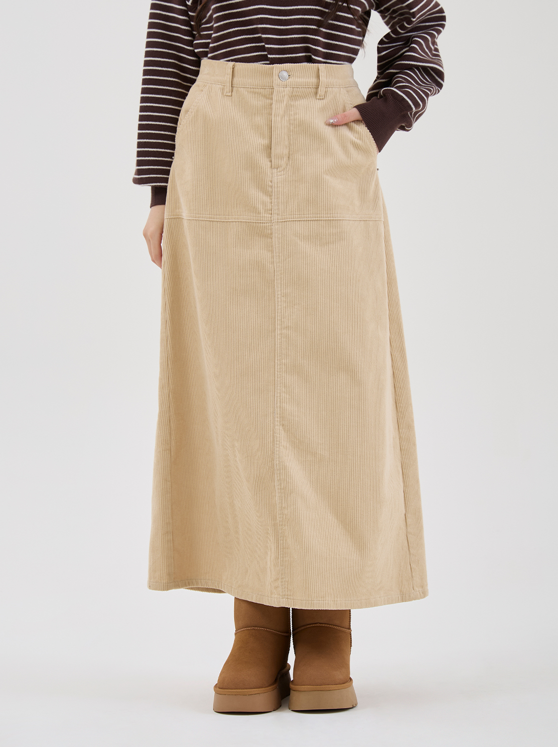 【期間限定】燈心絨後鬆緊長裙