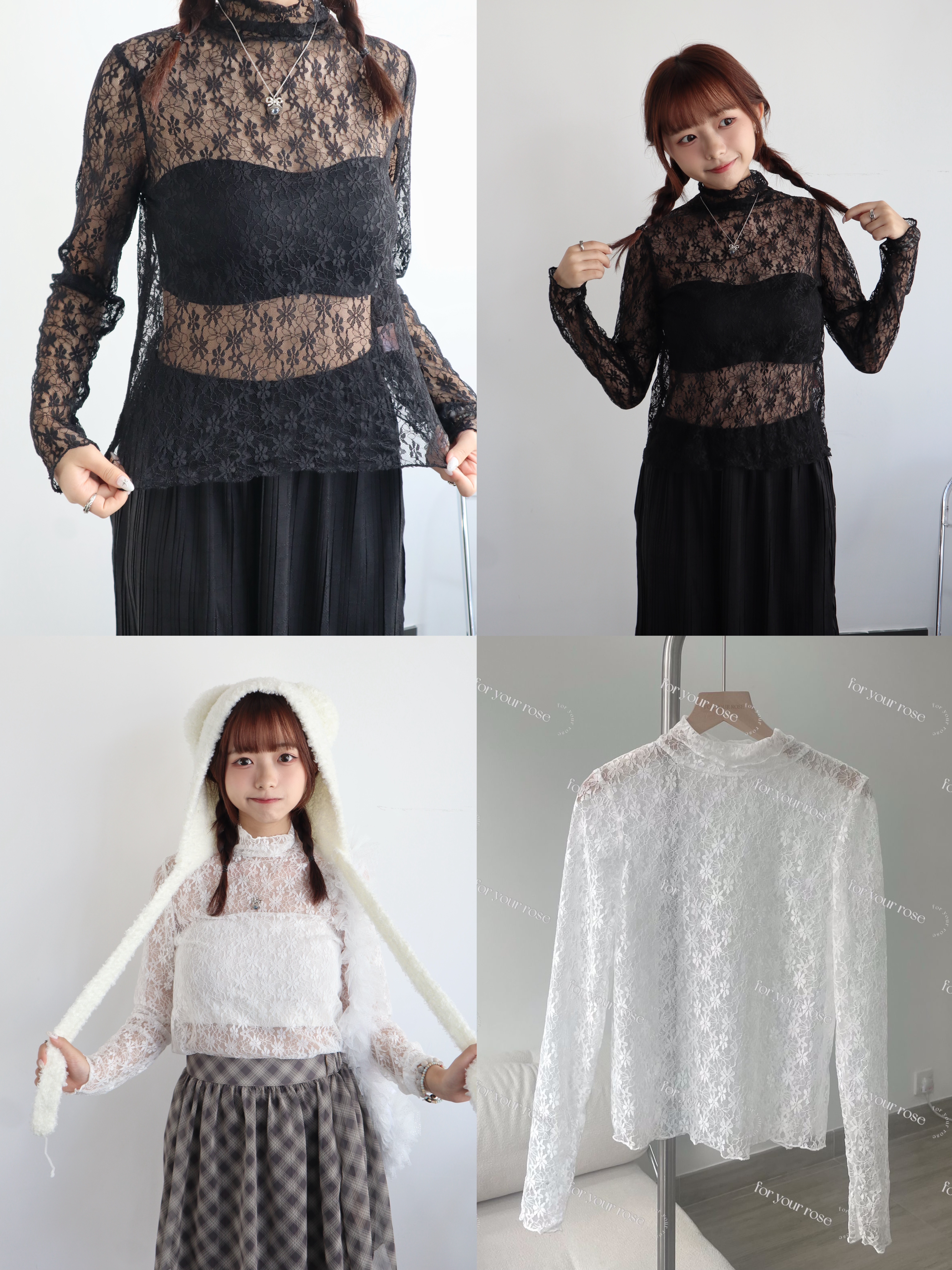 打底一流！透膚花花Ruffles 長袖TOP 兩色入