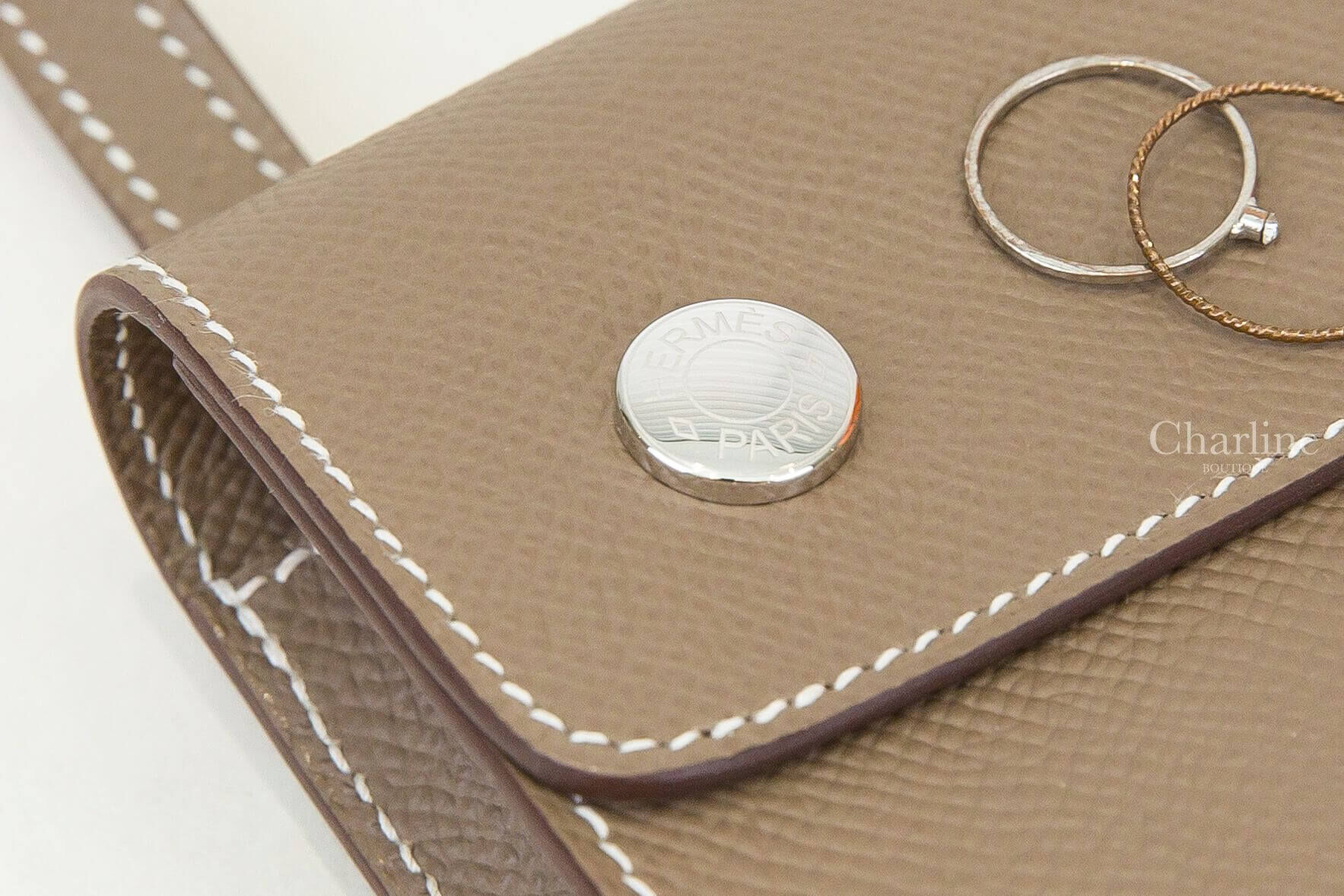 Hermès Hermèsnap Wallet 18 Etoupe Epsom 大象灰銀釦肩背包