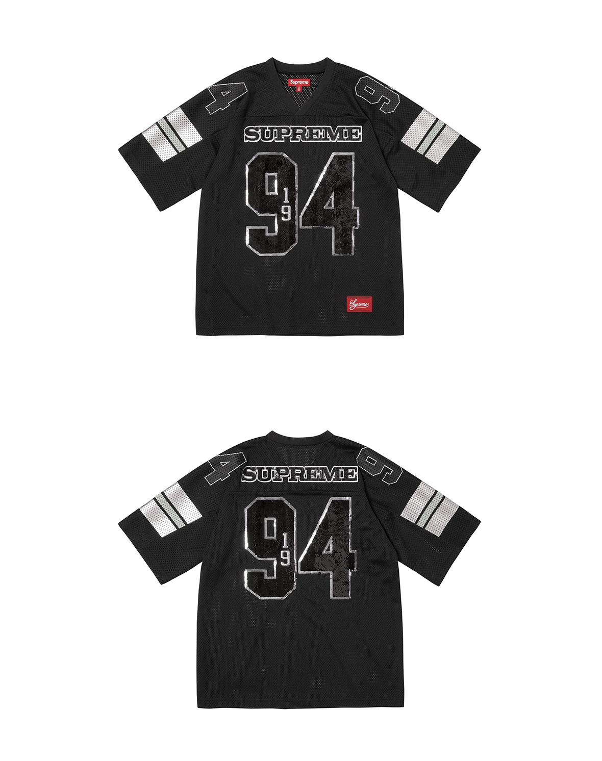 [Instock] Supreme FW25 Sequin Football Jersey | Black
