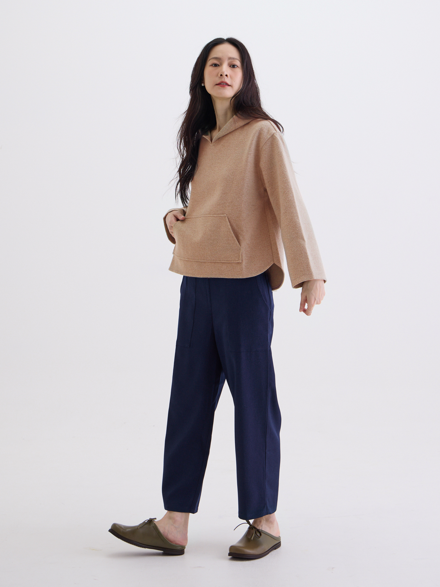 精靈連帽口袋長袖上衣-夕粉