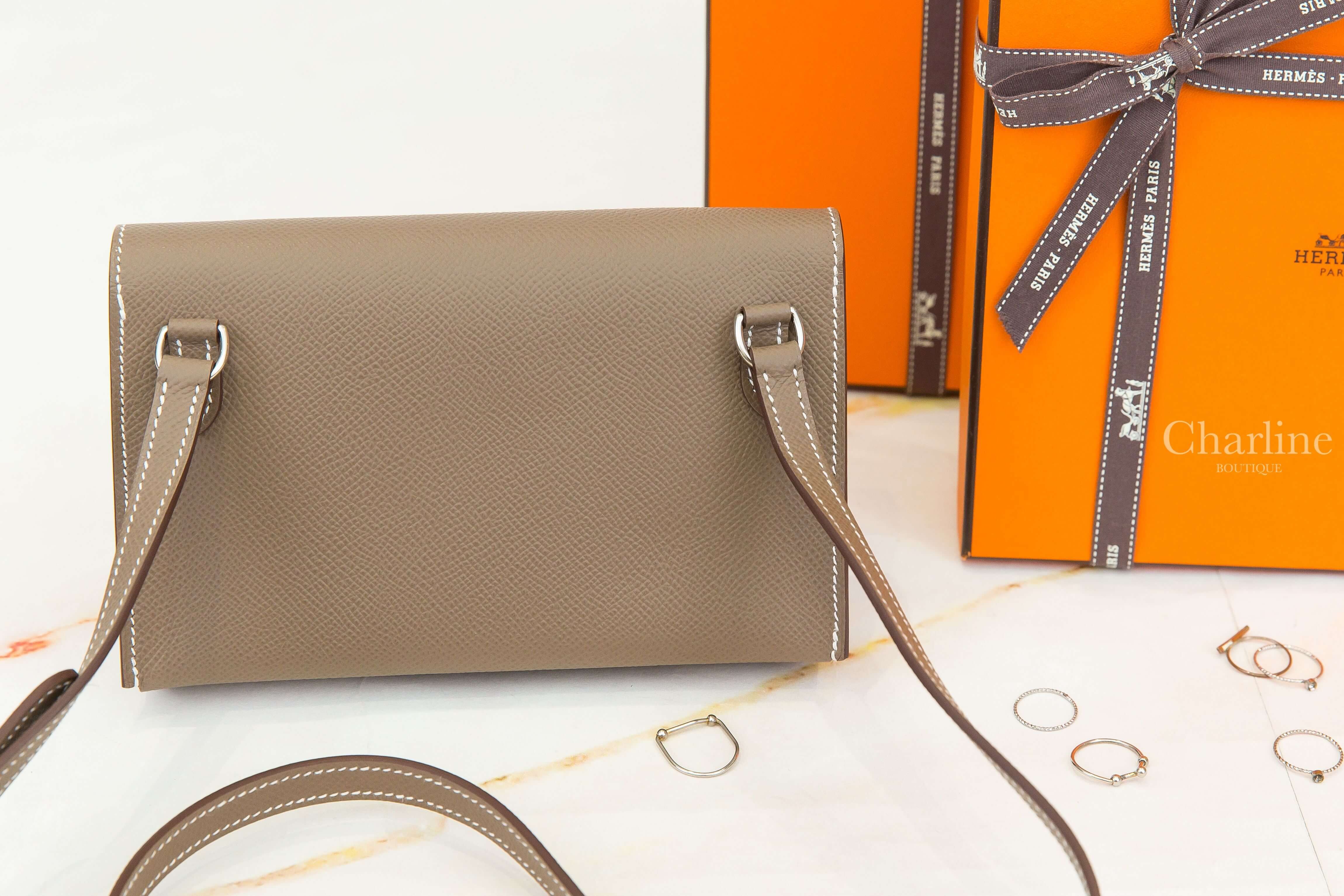 Hermès Hermèsnap Wallet 18 Etoupe Epsom 大象灰銀釦肩背包-Charline Boutique 精品代購