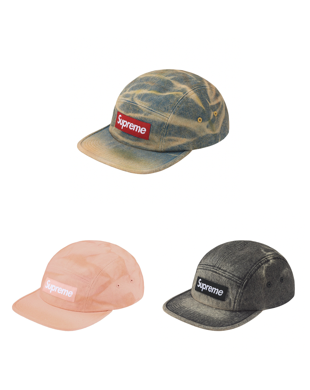 [Instock] Supreme FW25 Denim Camp Cap | (Dirty / Pink / Black)