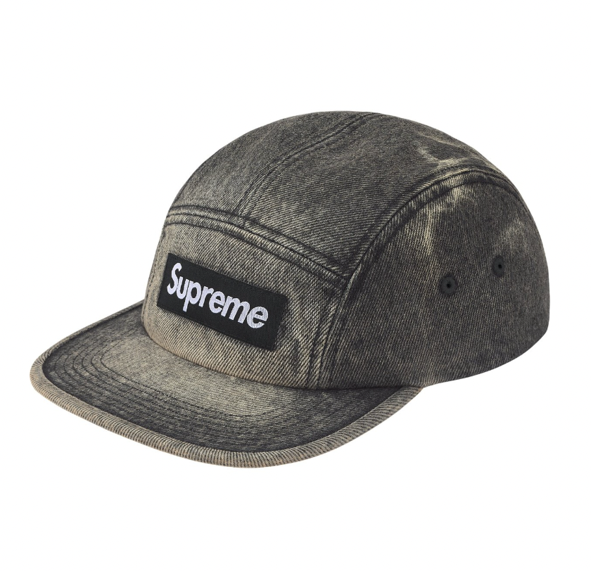 Supreme FW25 Denim Camp Cap | (Dirty / Pink / Black)