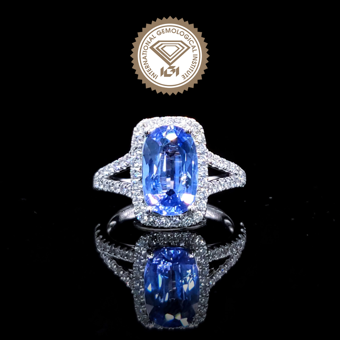 18K White Gold 2.35ct Sapphire and Diamond Ring