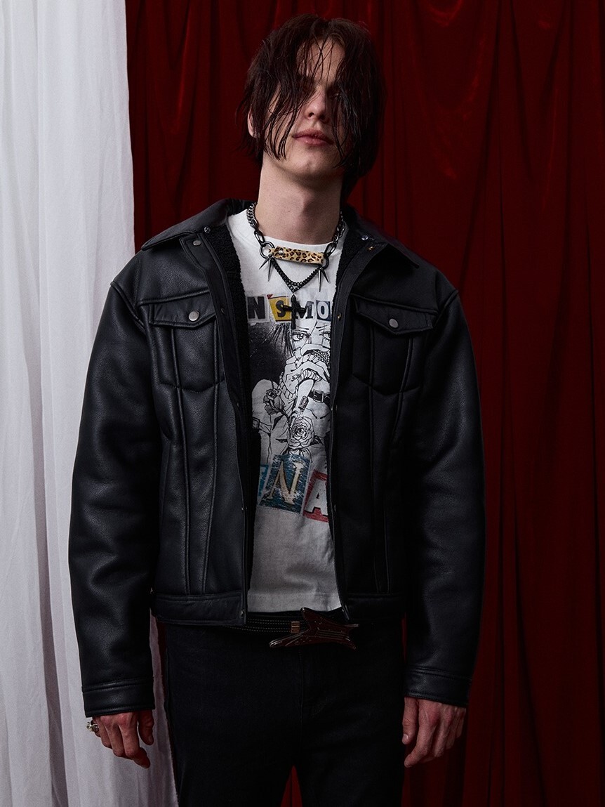 I DON‘T SMOKE X NANA 可拆卸毛領 皮外套 DONSMOKE