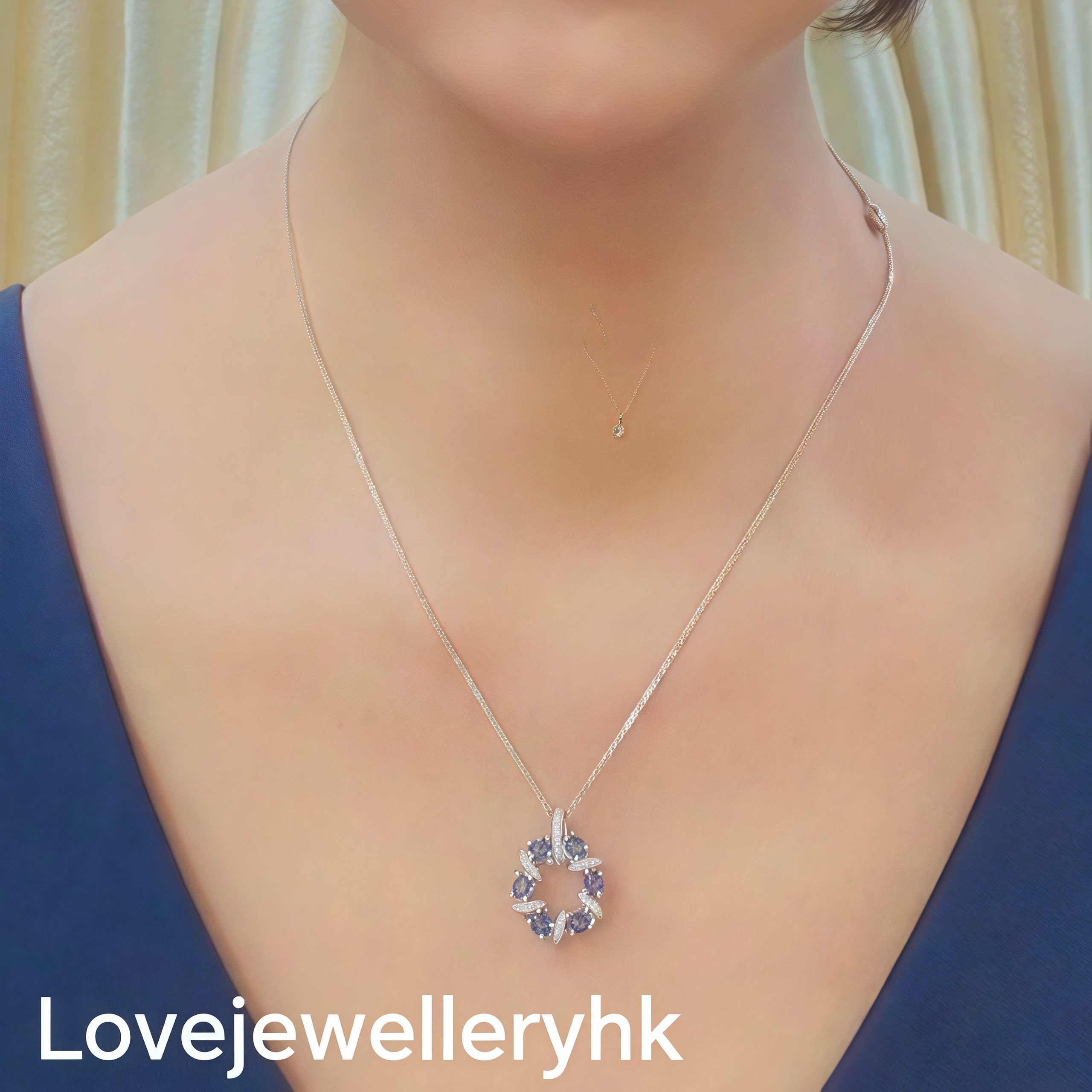 天然藍寶石六角星形吊咀       GP016