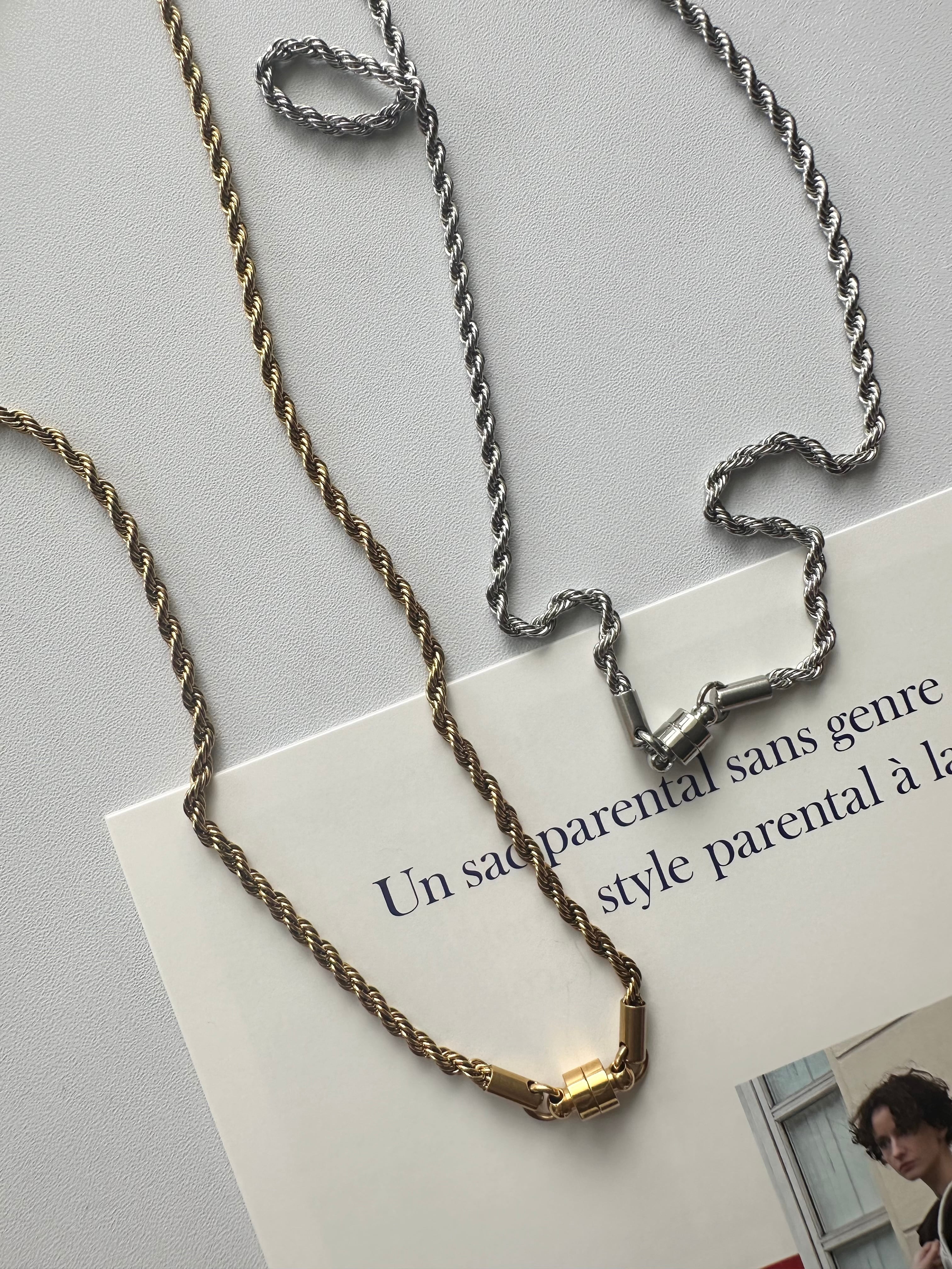 SS magnet rope chain necklace