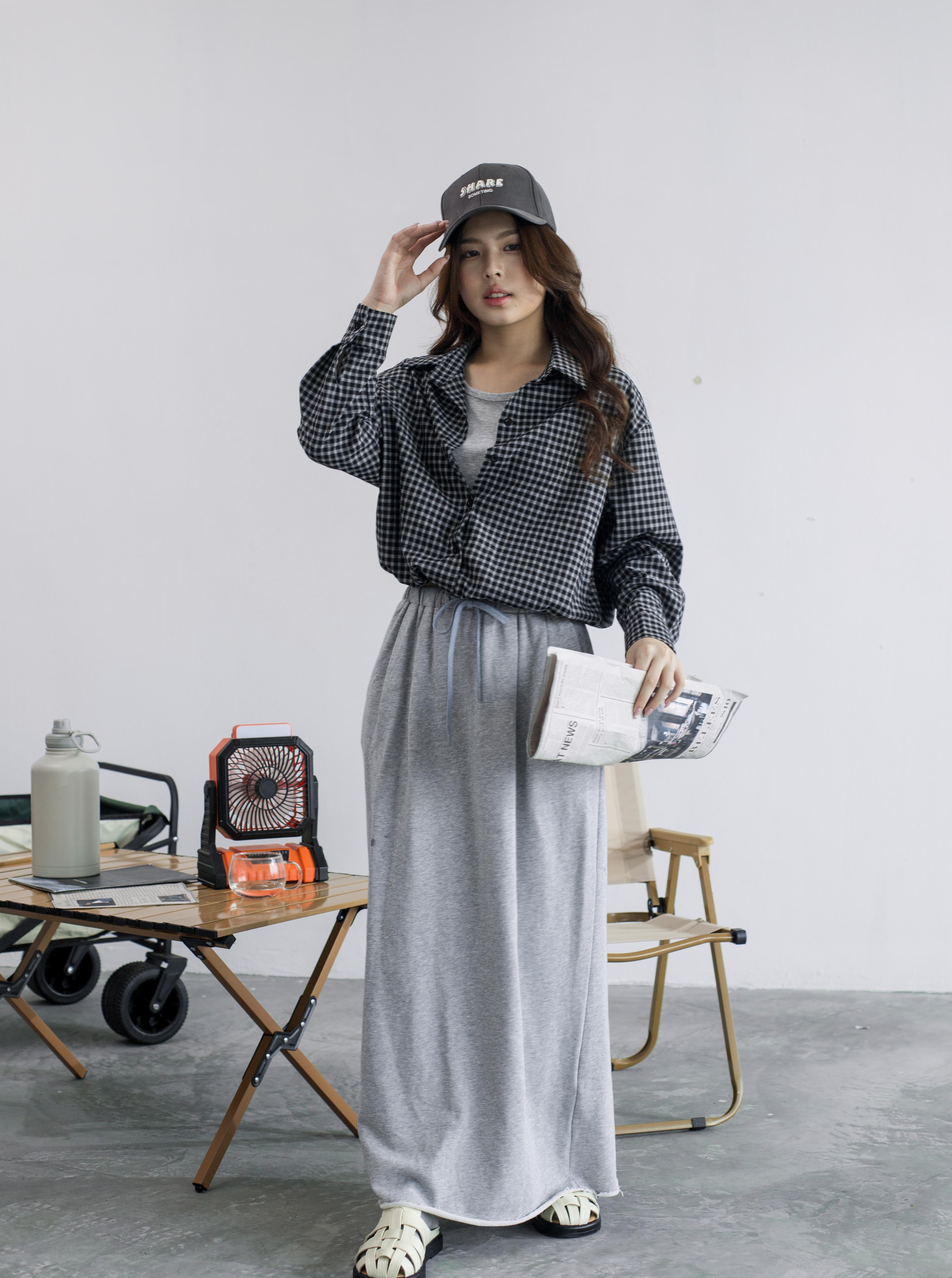 Shren Relaxed Sweat Skirt Grey- 2533SKGRY