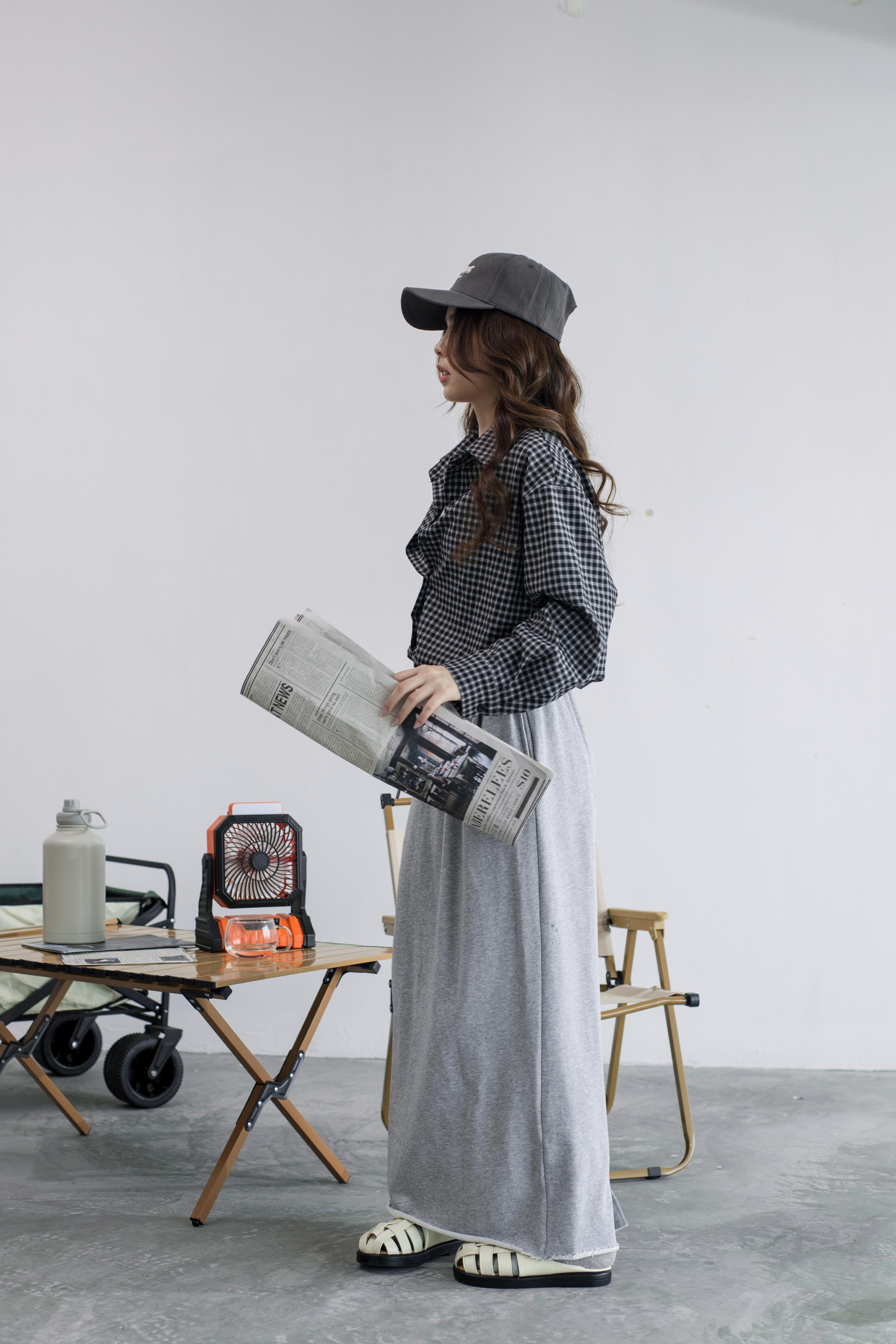 Shren Relaxed Sweat Skirt Grey- 2533SKGRY