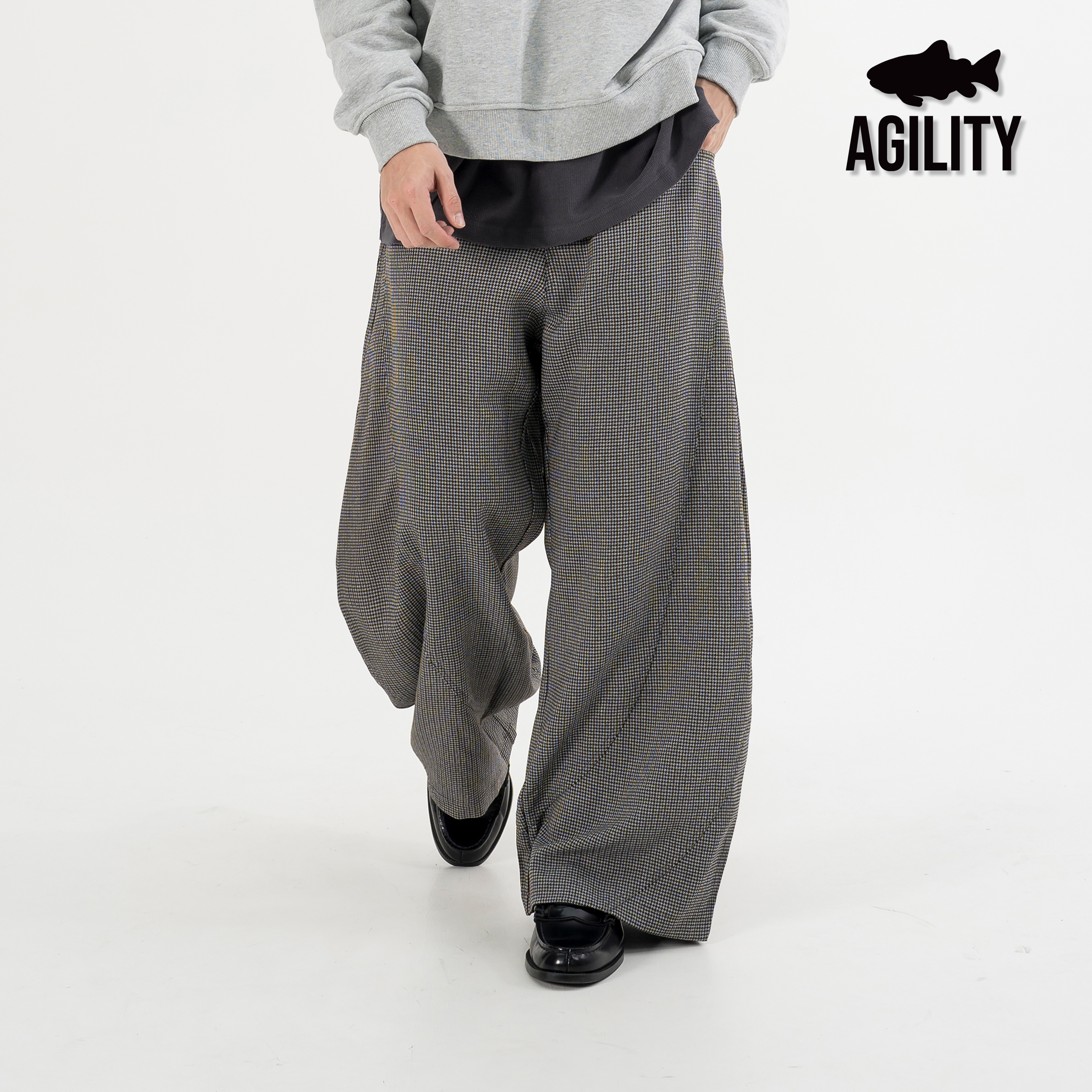 AGILITY Houndstooth Wide Leg Pants 彎刀闊腿 千鳥格 長褲 [PP98]