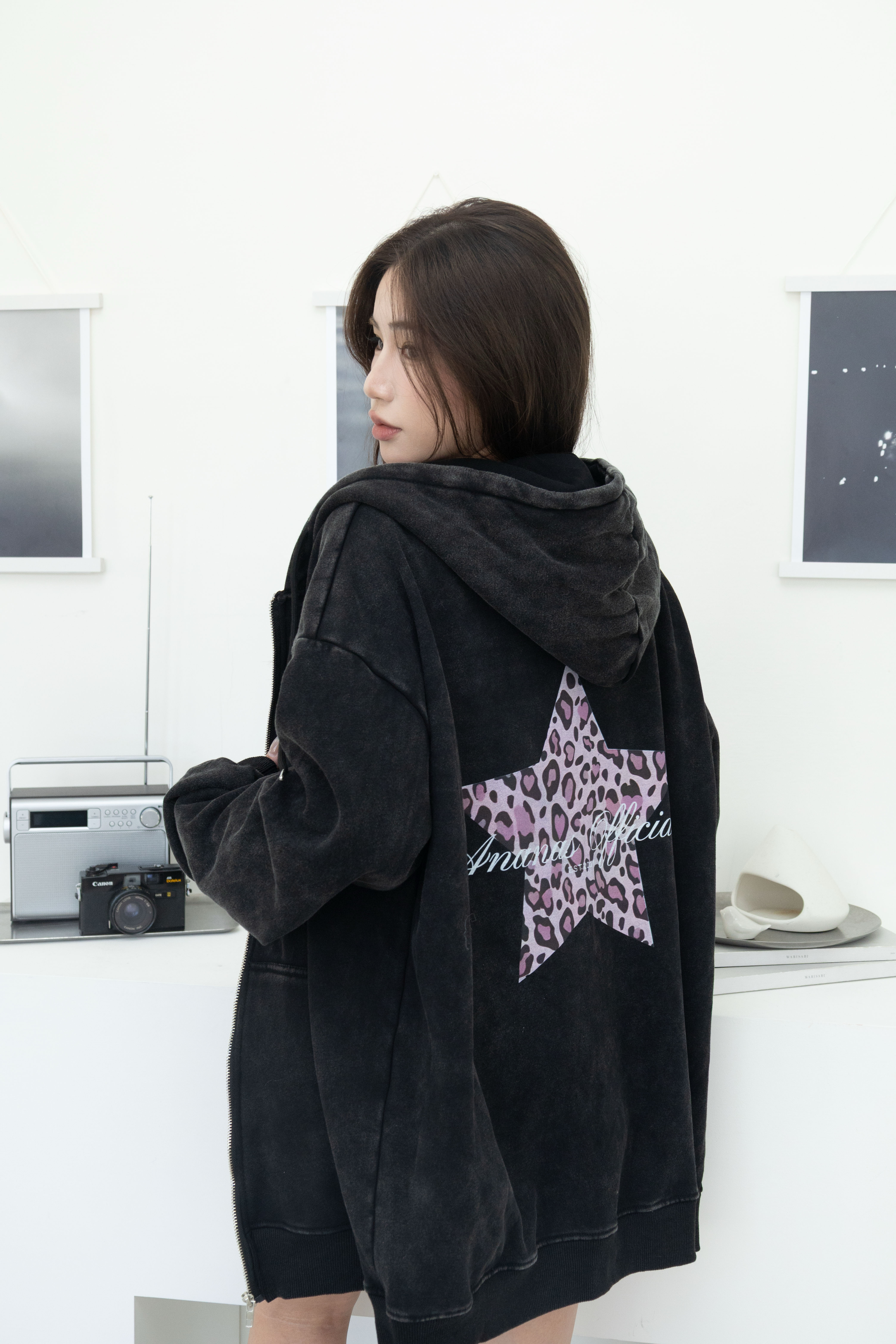 [ Ananas設計款✨] 水洗豹紋品牌LOGO印花外套