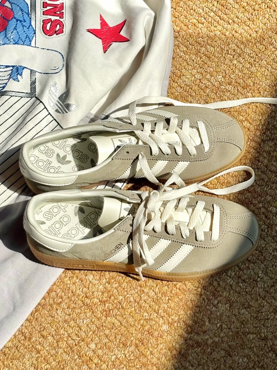 ADIDAS ORIGINALS MUENCHEN 灰奶油 米白 奶灰 焦糖底 女鞋 JS3990 / 調貨