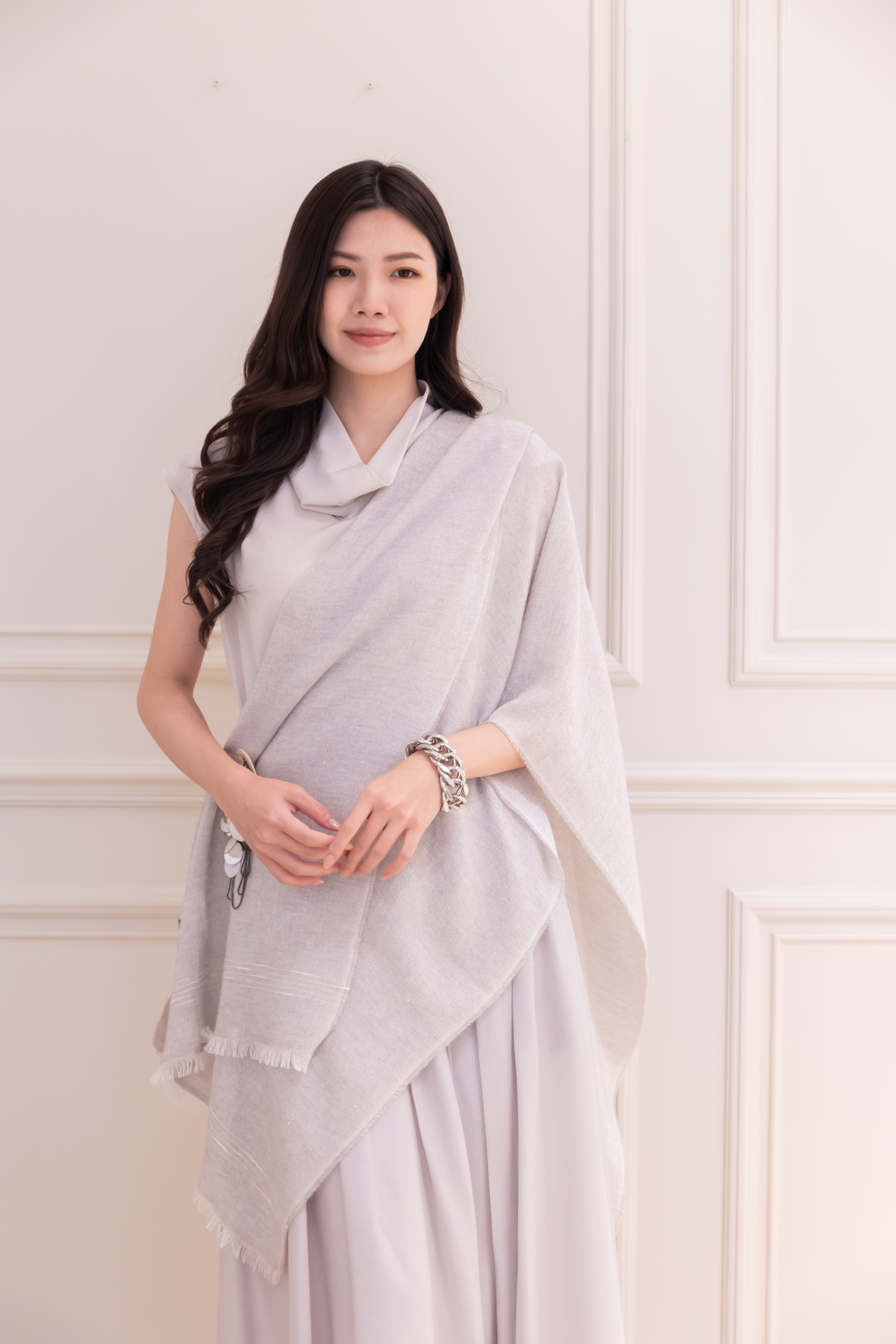 LORENA 羊毛圍巾(灰)