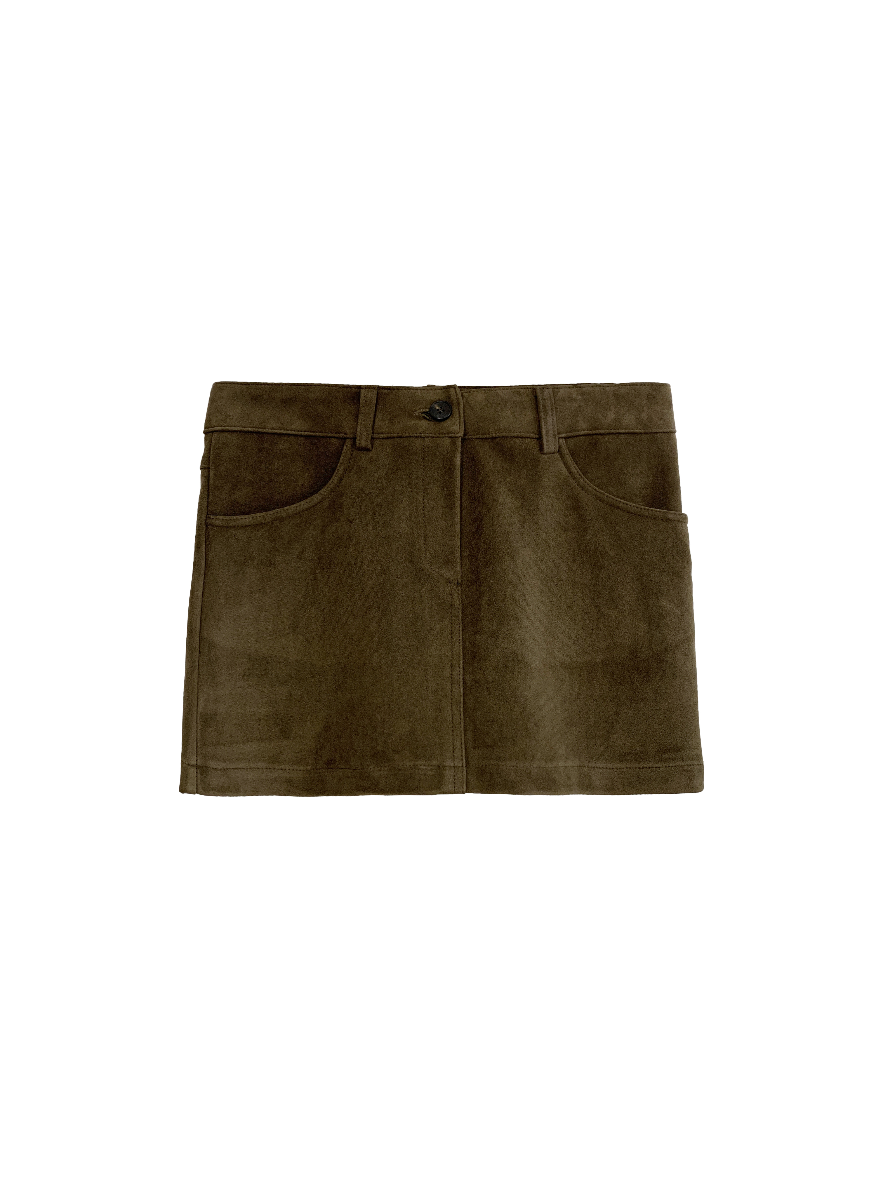 翻領麂皮套裙-單短裙