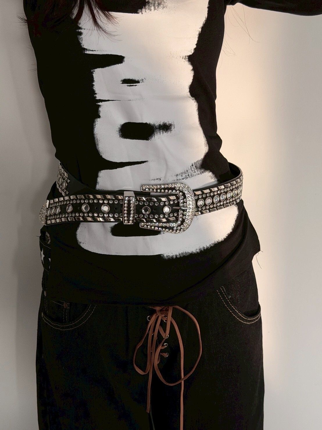 穿搭幫手 朋克搖滾水鑽皮帶2colors