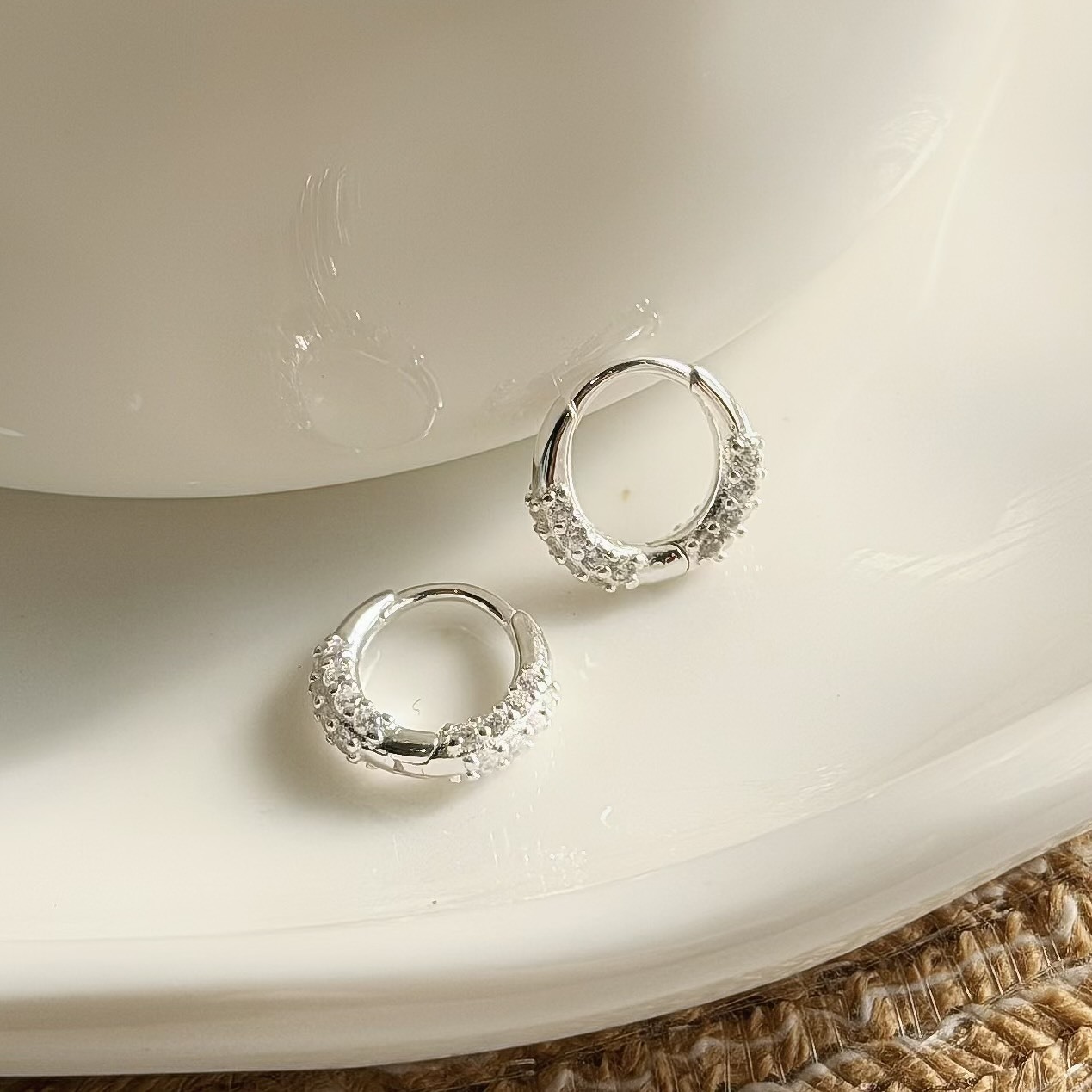 Y174雙邊排鑽小圈純銀易扣