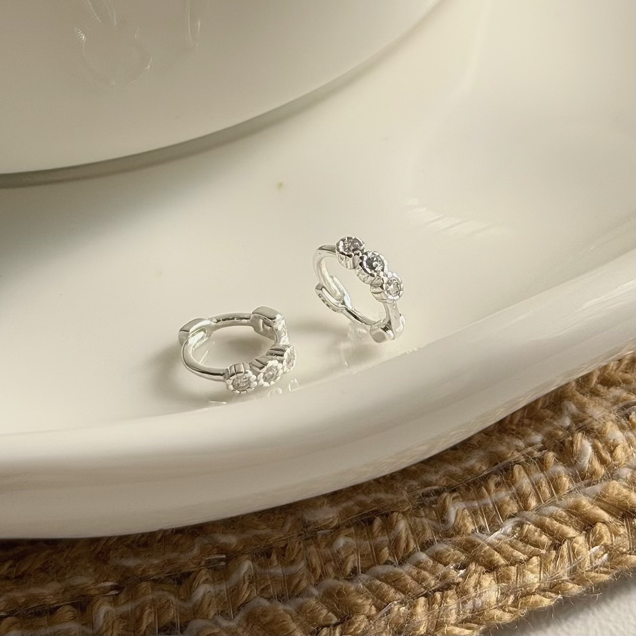 Y178小圓鑽迷你圈純銀易扣