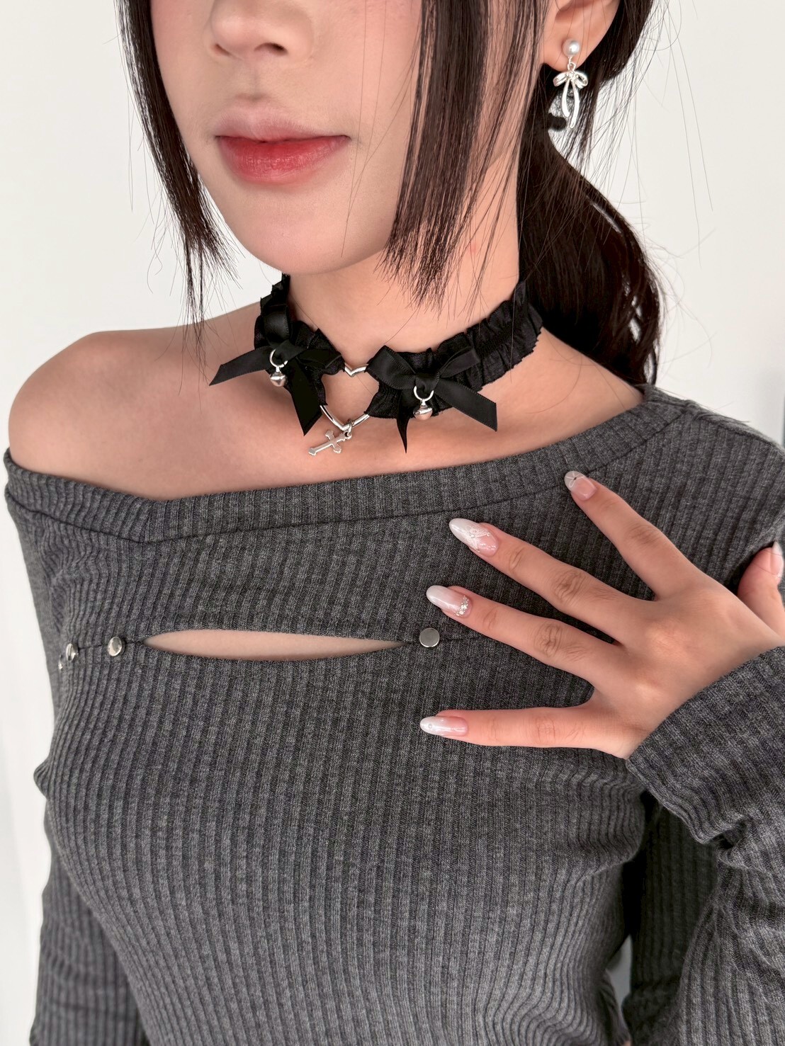 ♡&✟ 蝴蝶結鈴鐺choker  2colors