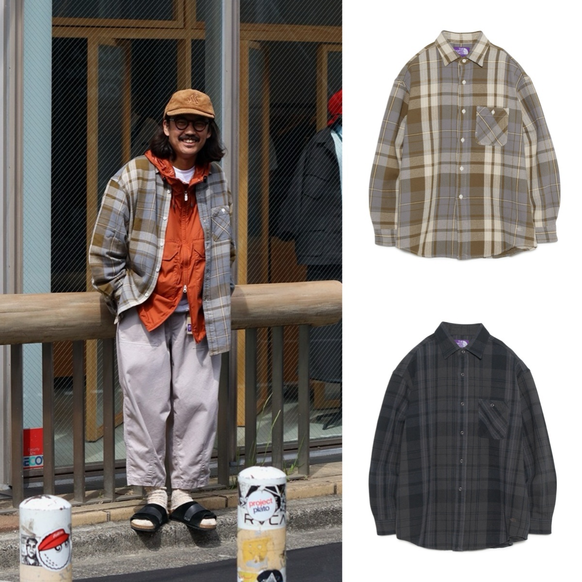 預購┃日本 TNF 紫標 Flannel Plaid Field Shirt 法蘭絨 格紋 襯衫