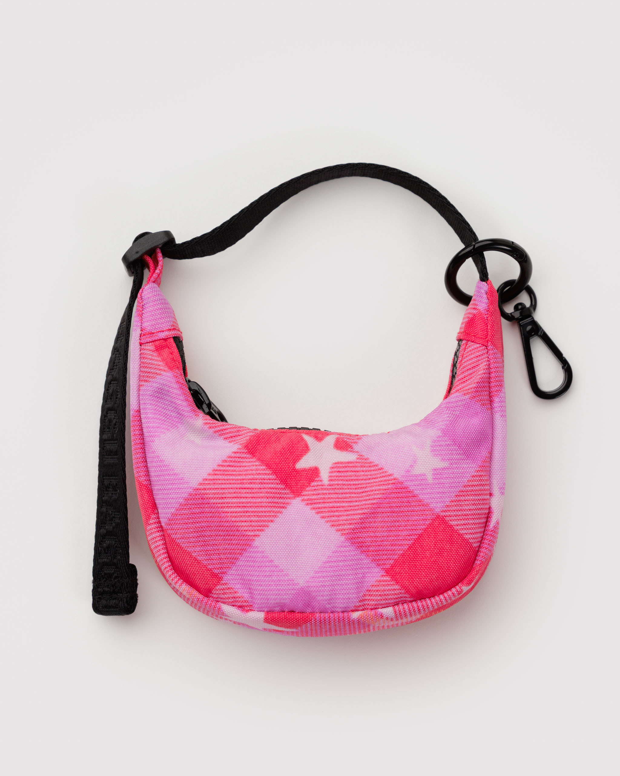 Crescent Bag Charm - Pink Star Plaid | BAGGU