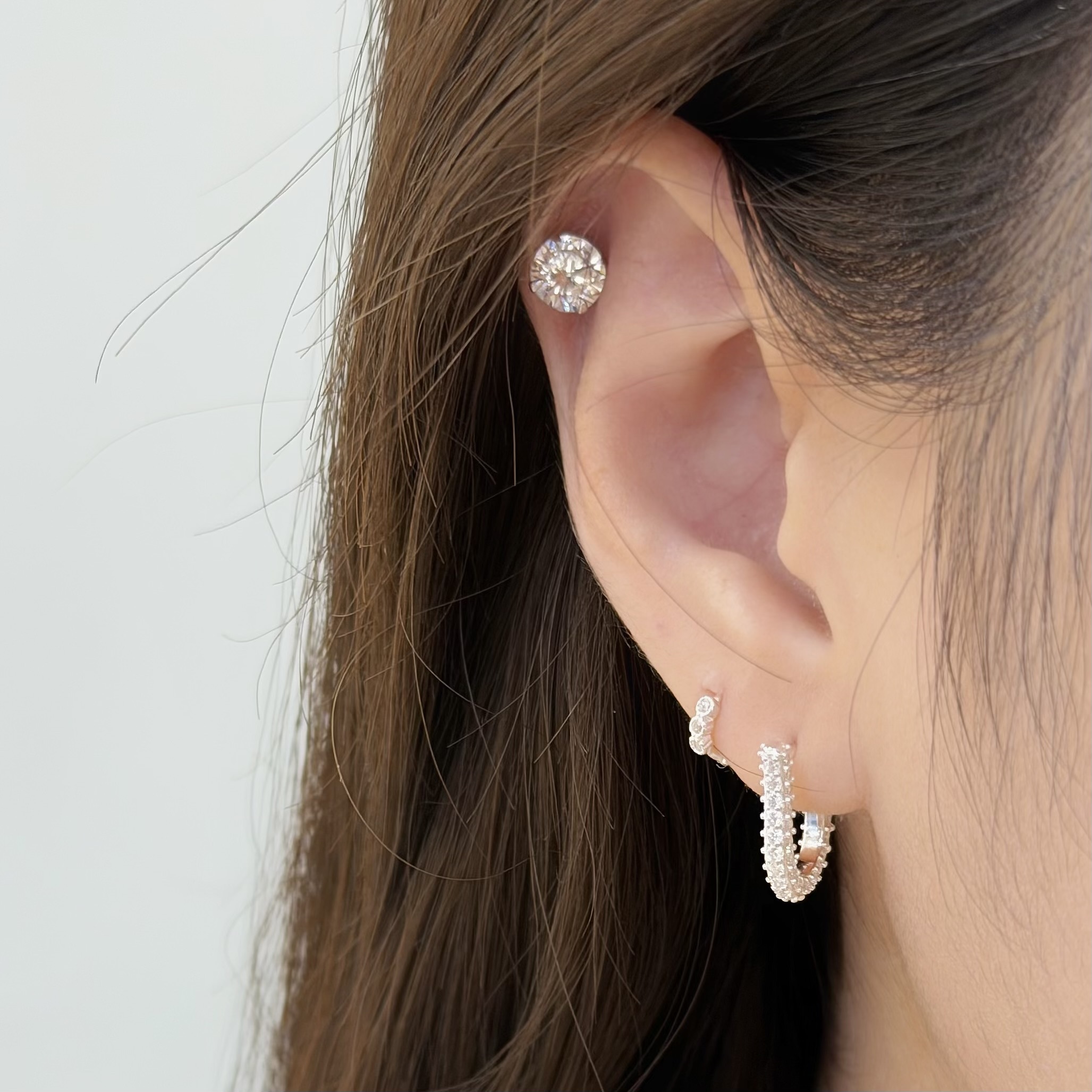 Y183滿鑽U型中圈純銀易扣