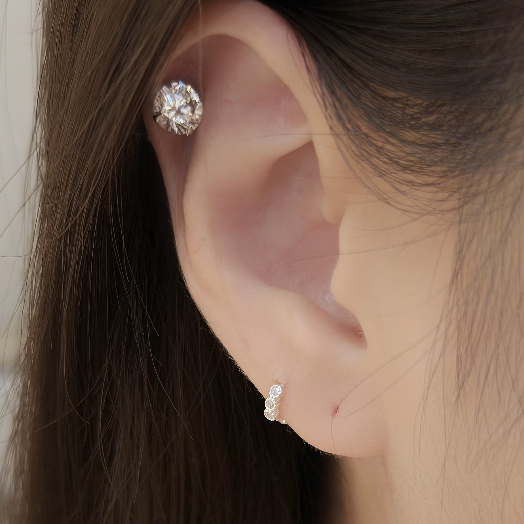 Y178小圓鑽迷你圈純銀易扣