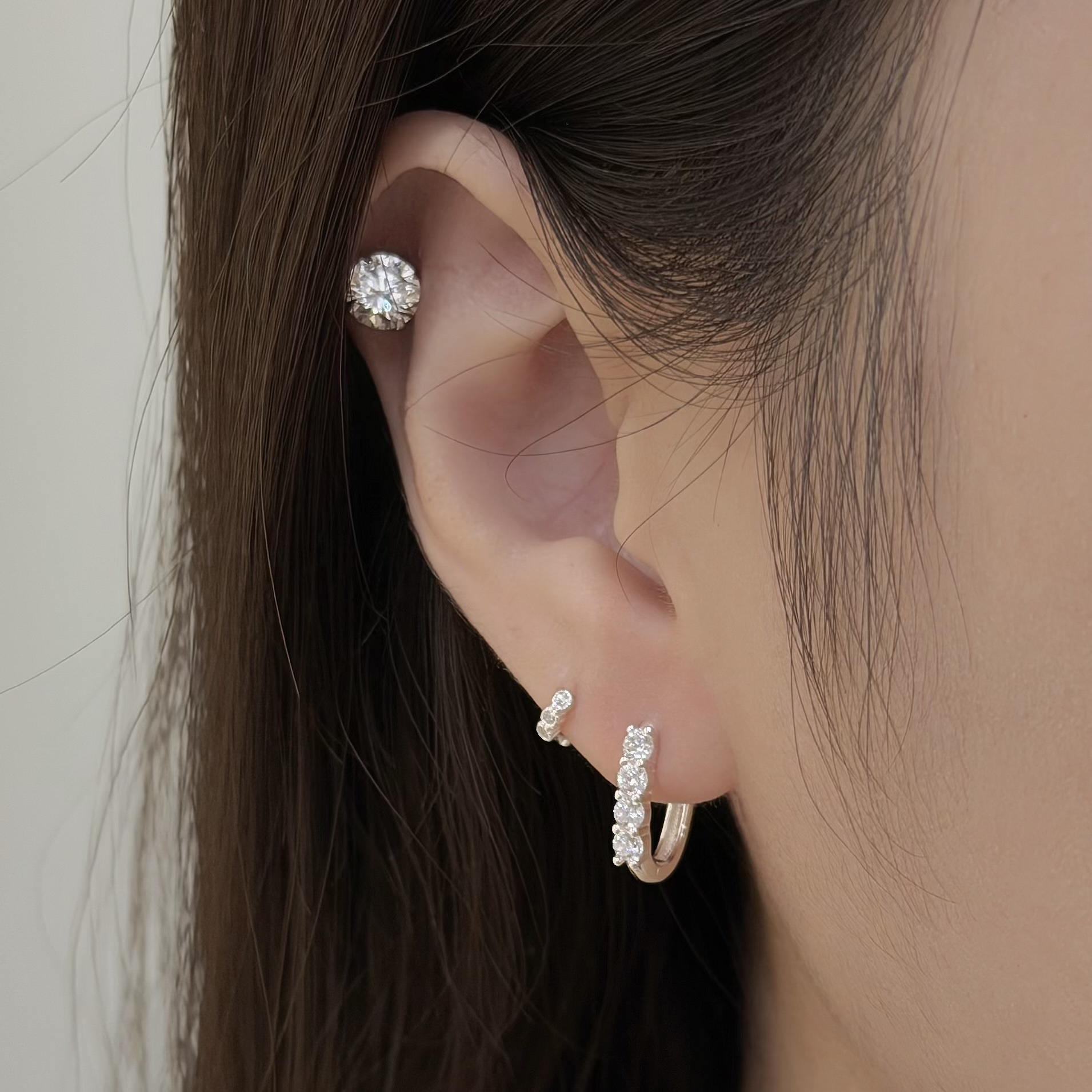 Y177排鑽橢圓中圈純銀易扣