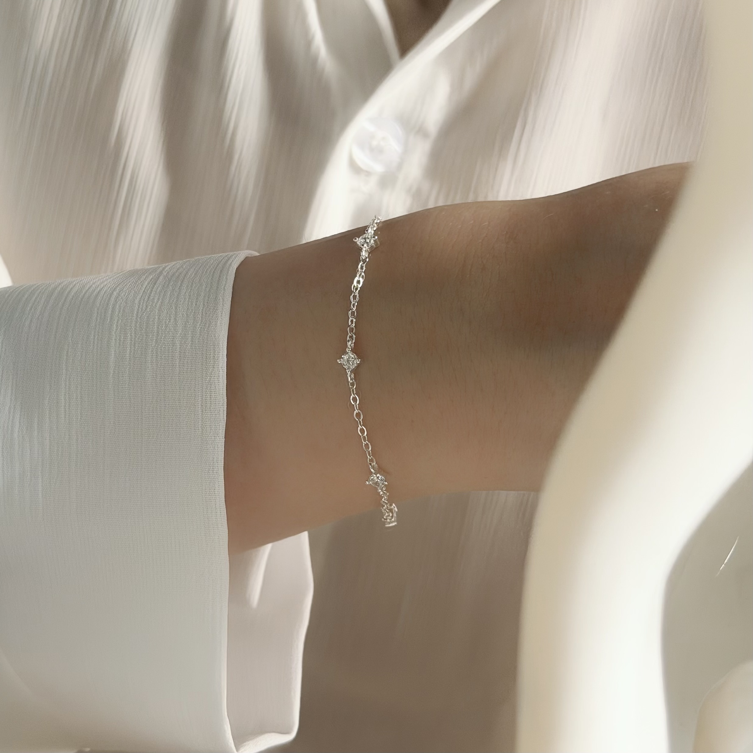 Y165分布式單鑽純銀手鍊