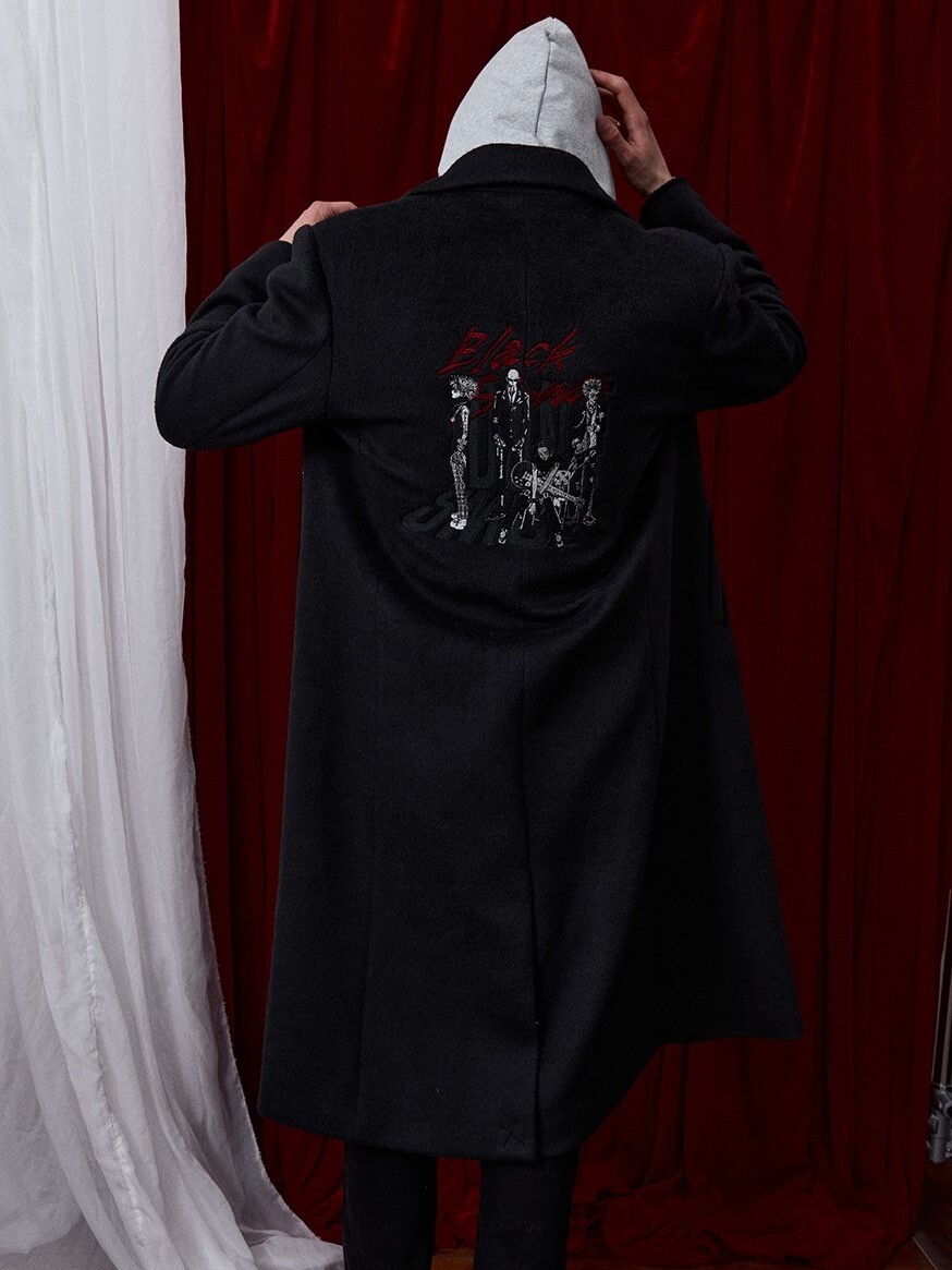 I DON‘T SMOKE X NANA Black Stones 絨毛 微收腰 鈕扣大衣 DONSMOKE